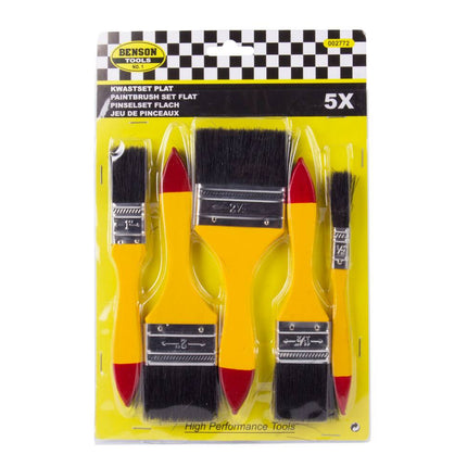 Kwastenset 5 dlg: 20-60mm Plat voor Acryl-, Olie- & Waterverf