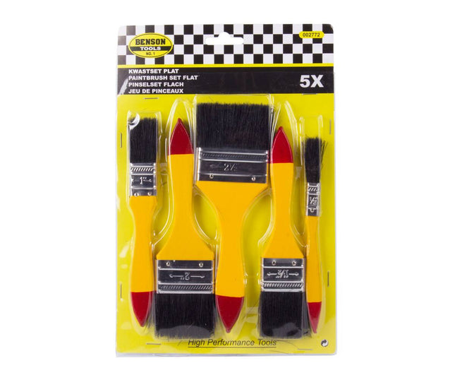 Kwastenset 5 dlg: 20-60mm Plat voor Acryl-, Olie- & Waterverf
