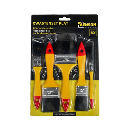 Kwastenset 5 dlg: 20-60mm Plat voor Acryl-, Olie- & Waterverf