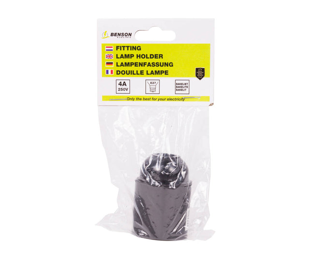 Fitting E27 Zwart Bakeliet 4A/250V voor Diverse Lichtoplossingen