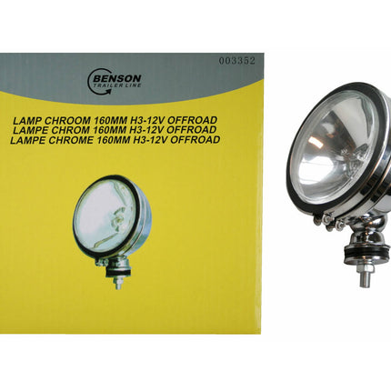 Rally Lamp Chroom 160mm, H3 12V voor Offroad Verlichting