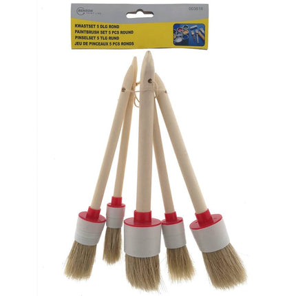 Kwastenset 5 dlg Ronde Maten 2-10, Ideaal voor Aquarel en Acryl
