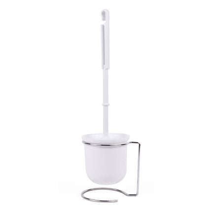 Witte WC Borstelset met Zilveren Handvat, 39cm Hoog voor Hygiëne