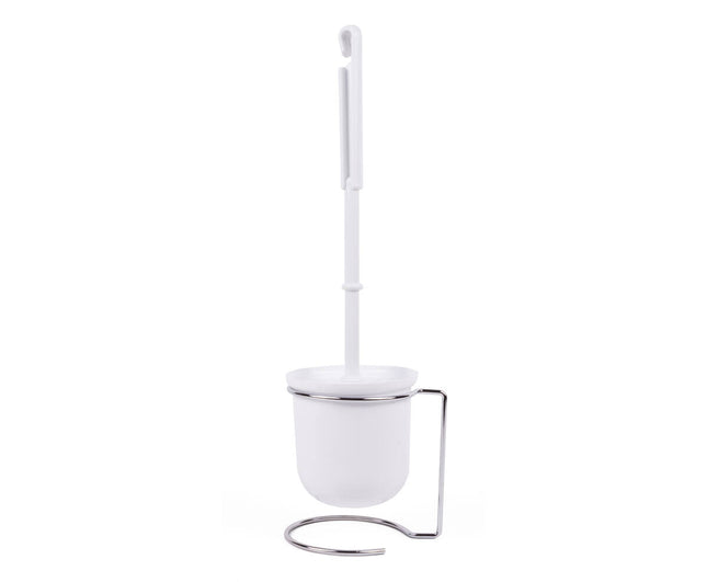 Witte WC Borstelset met Zilveren Handvat, 39cm Hoog voor Hygiëne