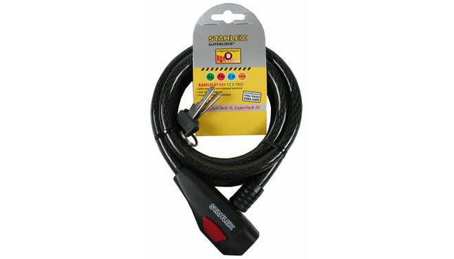 Kabelslot 531, 12x1800mm, voor fiets/scooterbeveiliging.