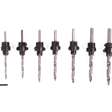 Verzinkboorset 7-delig, Ø3-6mm, ideaal voor hout en MDF projecten.
