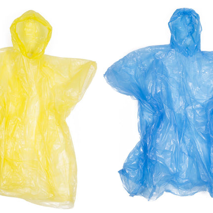 Poncho wegwerp mix – Kleuren geel en blauw, Materiaal PE, compact