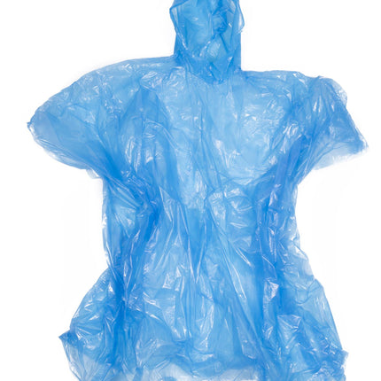 Poncho wegwerp mix – Kleuren geel en blauw, Materiaal PE, compact