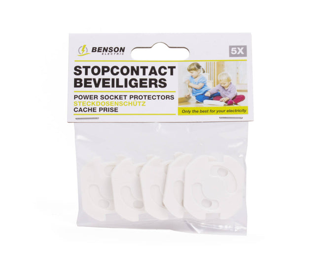 Stopcontactbeveiligers 5-delig, eenvoudig te installeren, kindveilig.