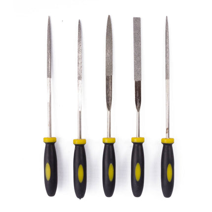 Vijlset 5-delig Mini: Diamantlaag, ideaal voor hout en metaalbewerking.