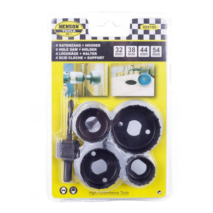 Gatenzaagset 5 dlg Ø32-54mm Carbon Staal, Perfect voor Hout & Gips.