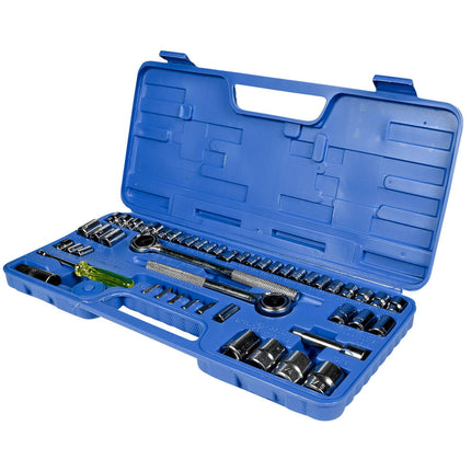 Doppenset 52 dlg - 1/4, 3/8, 1/2 Doppen met Ratel en Koffer