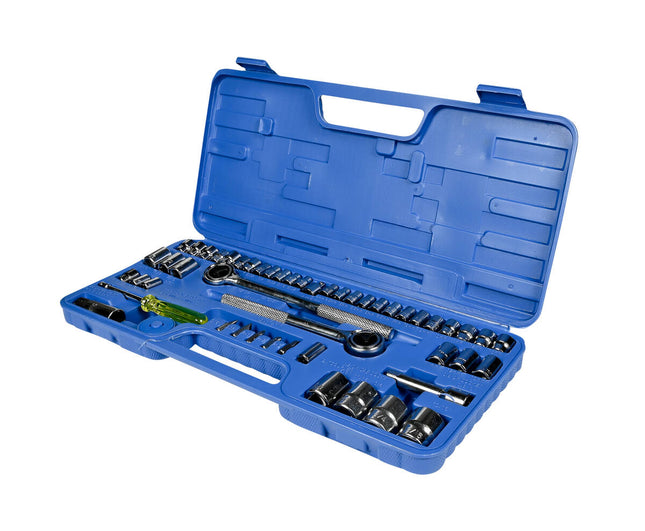 Doppenset 52 dlg - 1/4, 3/8, 1/2 Doppen met Ratel en Koffer