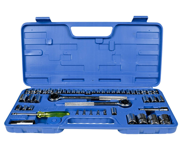 Doppenset 52 dlg - 1/4, 3/8, 1/2 Doppen met Ratel en Koffer