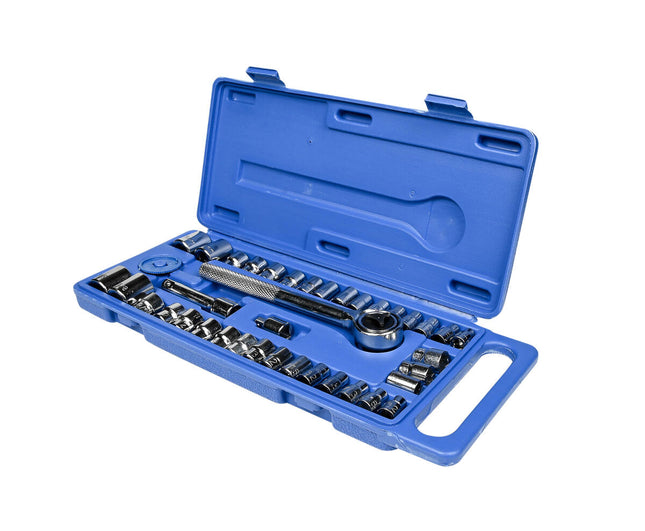 Doppendoos 40dlg: 1/4" & 3/8" Ratel, Metrisch & Inch, Inclusief Koffer