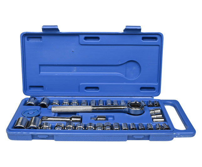Doppendoos 40dlg: 1/4" & 3/8" Ratel, Metrisch & Inch, Inclusief Koffer
