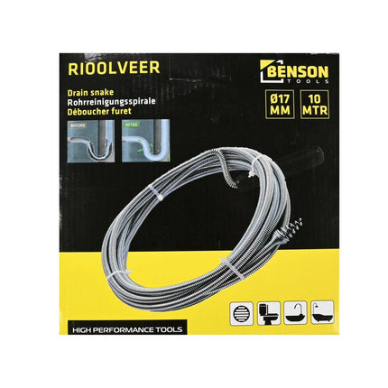 Rioolveer 10m - Verwijder Moeiteloos Verstoppingen met 17mm Uiteinde