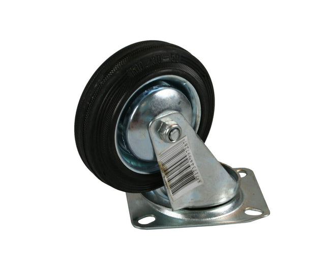 Zwenkwiel 200 mm, massief rubber, 205 kg draagkracht, voor machines.