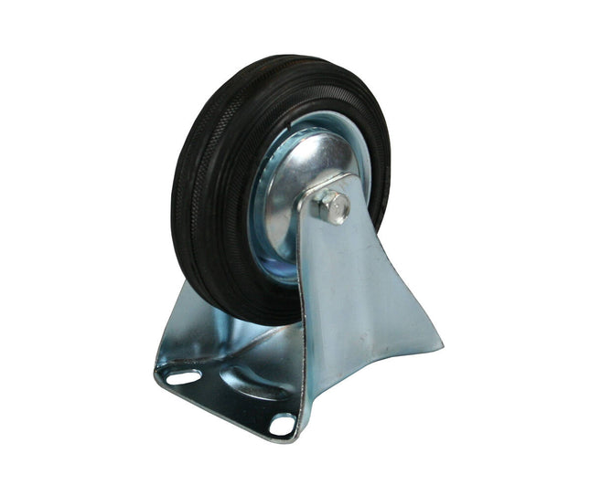 Bockrolle 200 mm - Schwarzer Gummibelag, Stahlfelge, 205 kg Tragkraft