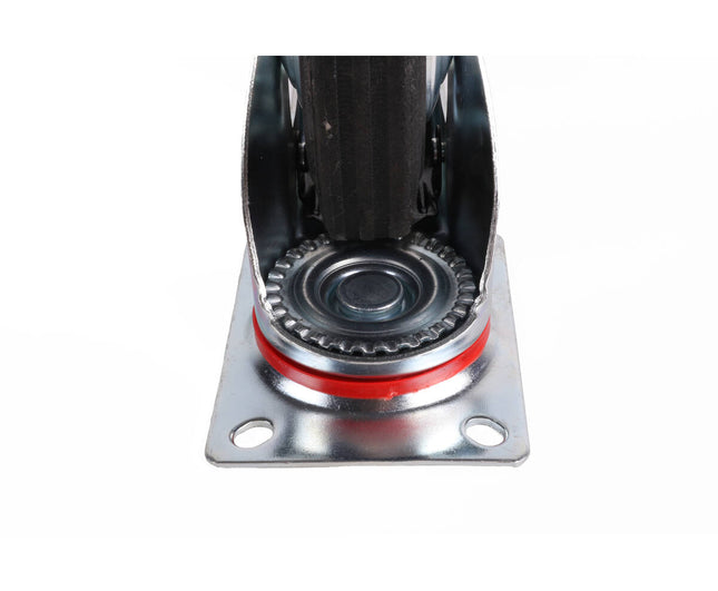 Zwenkwiel met Rem 160 mm, 140 kg, Massief Rubber, 4-Gats Bevestiging