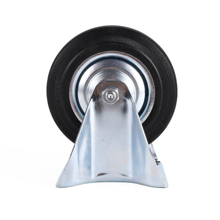 Bokwiel 160 mm, rubber, stalen velg, 140 kg, ideaal voor karren.