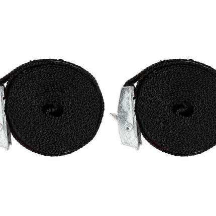 Spanbanden Set 2.5m x 25mm Zwart/Rood, 200kg Breekkracht, 2-delig