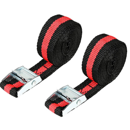 Spanbanden Set 2.5m x 25mm Zwart/Rood, 200kg Breekkracht, 2-delig