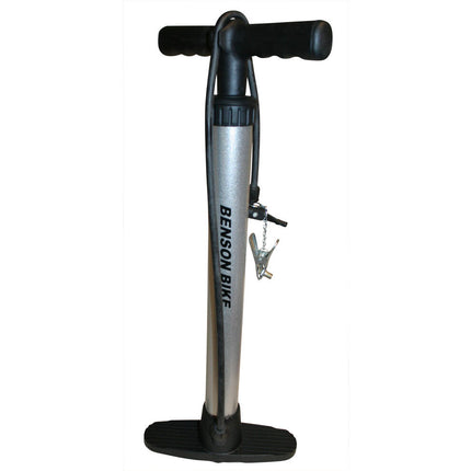 Fietspomp Zilver, voor Dunlop, Franse en autoventielen, compact design
