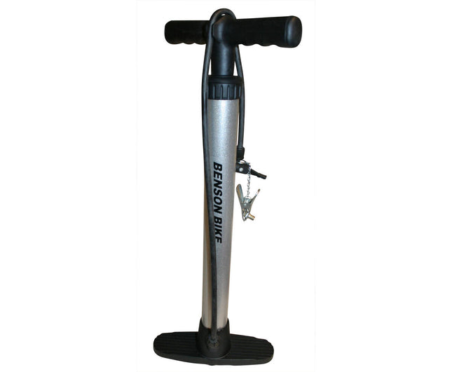Fietspomp Zilver, voor Dunlop, Franse en autoventielen, compact design