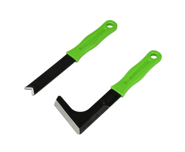 Onkruidschraper Set 2-delig: Haaks en recht, carbon staal, 20 cm.