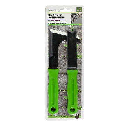 Onkruidschraper Set 2-delig: Haaks en recht, carbon staal, 20 cm.