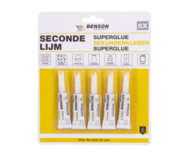 Secondelijm 5 dlg - Voor hout, metaal, glas, snelle hechting