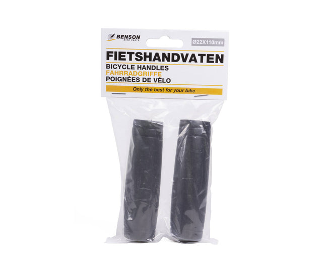 Fietshandvatten 110 mm Ø22, anti-slip grip, ideaal voor stadsfietsen.