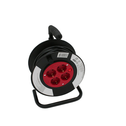 Kabelhaspel 15m, 2300W, 3G1.0MM2, thermische beveiliging, bouw/hobby.