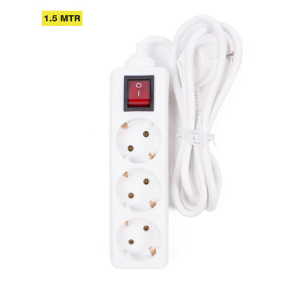 Steckdosenleiste 3-fach, Schuko, Schalter, 1,5m Kabel, 10A/250V, 3680W, Haus/Büro