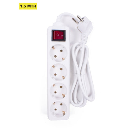 Steckdosenleiste 4-fach, 1,5m, Schutzkontakt, Schalter, max. 3680W, für Zuhause/Büro.