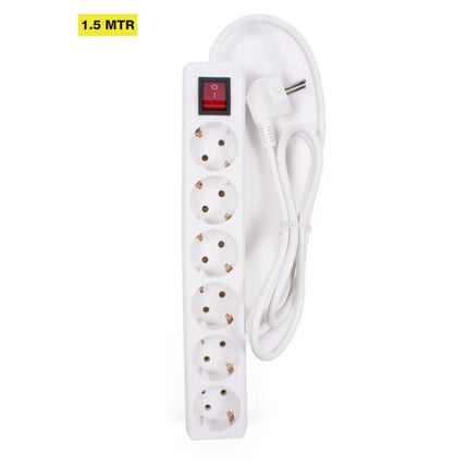 Stekkerdoos 6-voudig, Schakelaar, 1.5m, 2500W, 10A, Voor Thuis/Kantoor