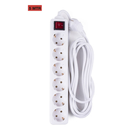 6-voudige Stekkerdoos met Schakelaar en 5m Kabel voor Thuisgebruik