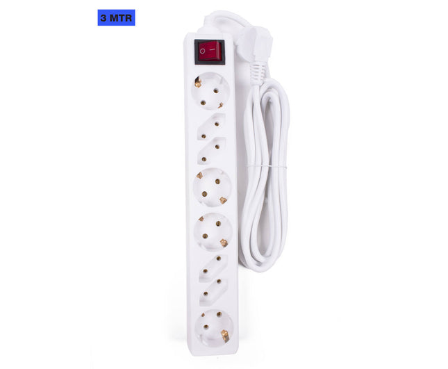 Stekkerdoos 8-voudig met RA, schakelaar, 3m kabel, 3680W, 250V