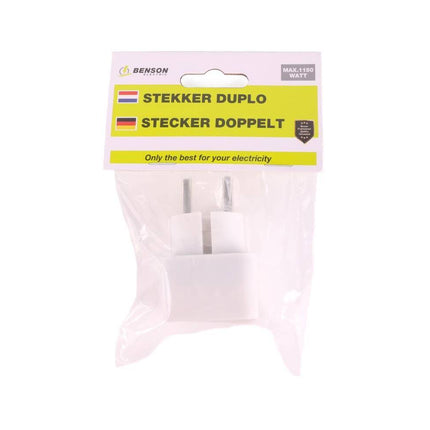 Stekker Duplo 250V 5A IP20 - Veilig binnenshuis voor apparaten tot 1150W