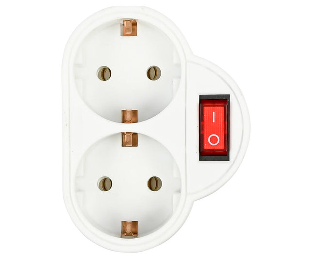 Wit Stopcontact Duo RA met Schakelaar, 3500W, Ideaal voor Apparaten