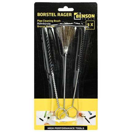 Borstel Rager Set 3-delig: 10/18mm ronde, 13mm platte, 18cm lang.
