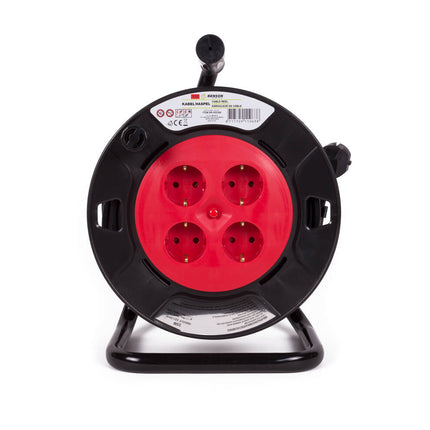 Kabelhaspel 25m, 230V, 2300W, Thermische Beveiliging, IP20, Compact.