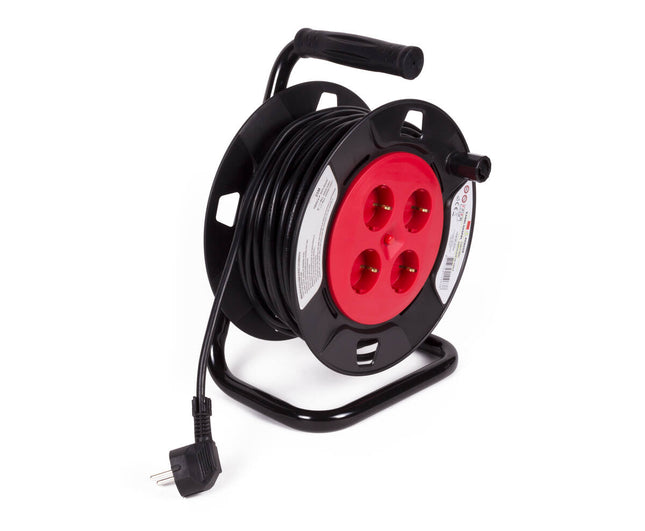 Kabelhaspel 25m, 230V, 2300W, Thermische Beveiliging, IP20, Compact.