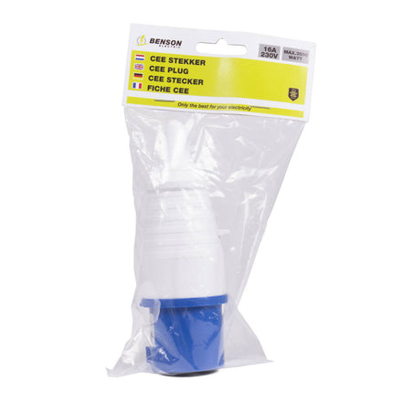 CEE Stekker Blauw 16A 220-240V IP44 voor Buiten en Gereedschap