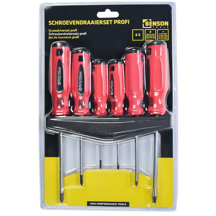 6-delige Schroevendraaierset: Incl. Platte & Kruiskop, Met Rekje