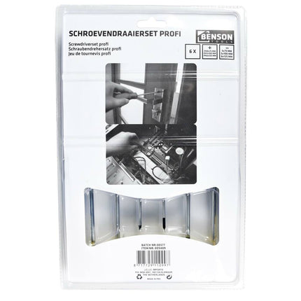 6-delige Schroevendraaierset: Incl. Platte & Kruiskop, Met Rekje
