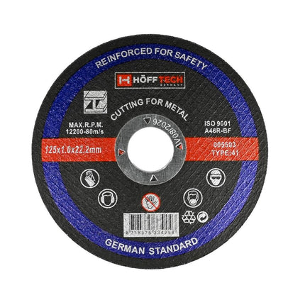 Doorslijpschijf Metaal Ø125 mm, 1 mm dik, 22.2 mm asgat, 12.200 RPM