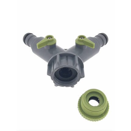 Wasserverteiler 2-Wege, Schnellanschluss, passend für 1/2"-3/4"-Hähne.