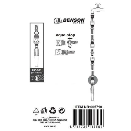 Water Snelkoppeling + Stop 1/2"-5/8", Snel en Eenvoudig Tuinieren